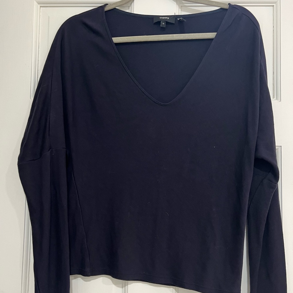 Theory Cowl Drapey Jersey Long Sleeve Shirt Size M NWOT